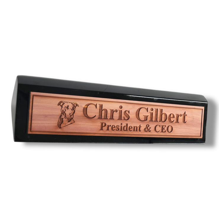 Desk Wedge Name Plate - PERSONALIZED - Pit Bull - 11 Inches