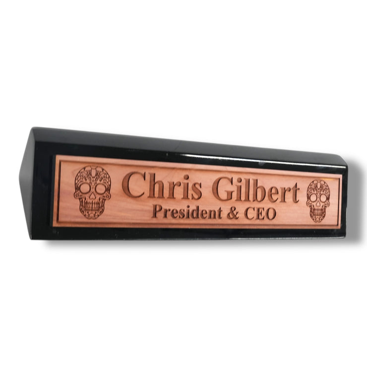 Desk Wedge Name Plate - PERSONALIZED - Sugar Skull - 11 Inches
