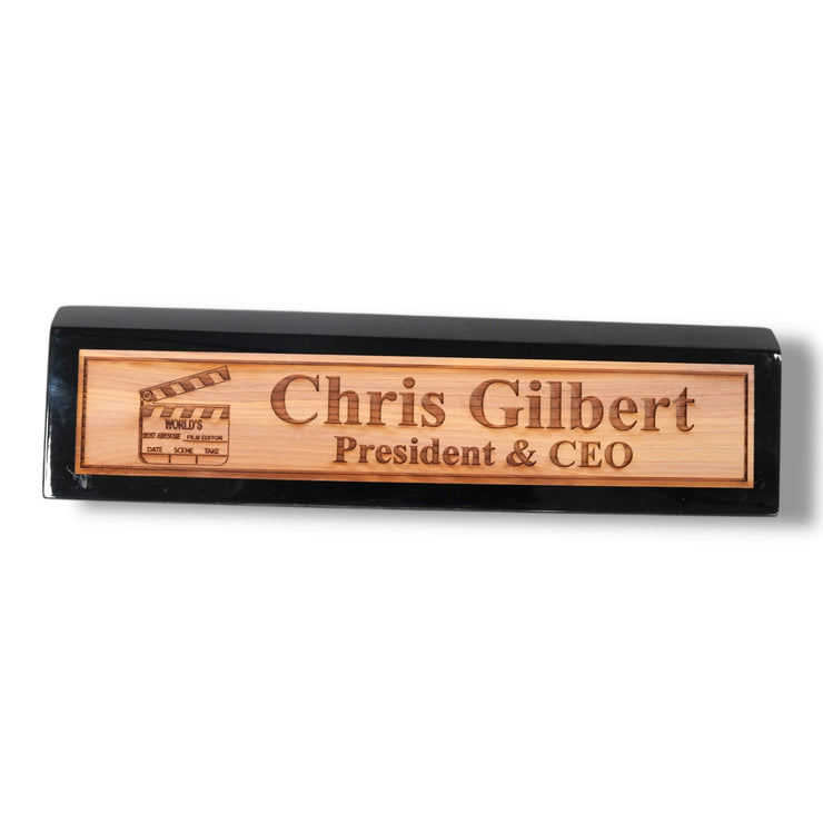 Desk Wedge Name Plate - PERSONALIZED - Worlds most awesome film editor - 11 Inches