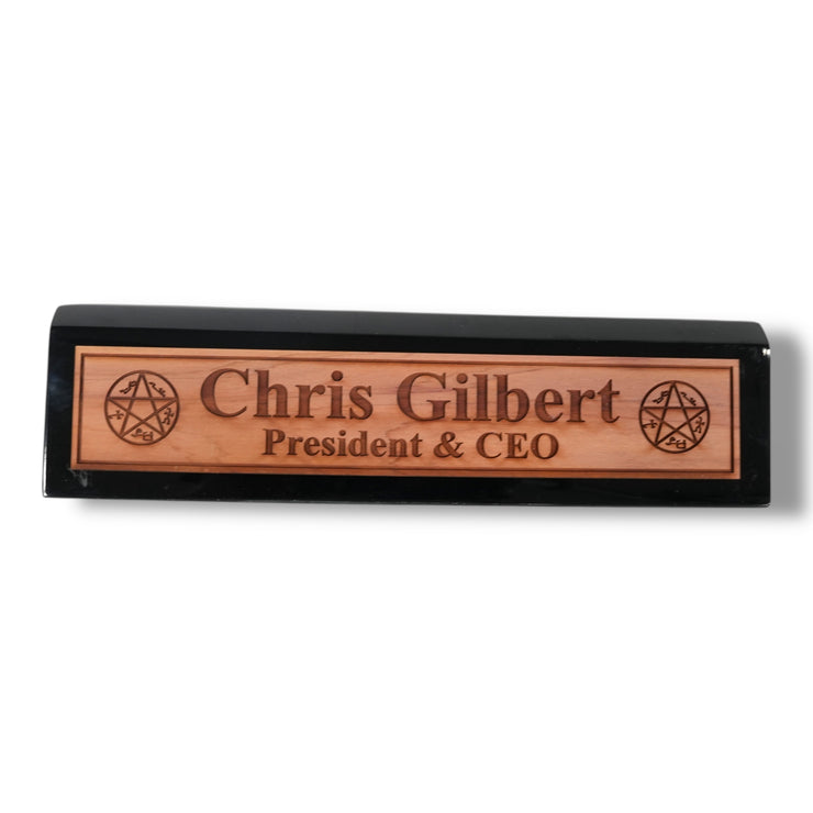Desk Wedge Name Plate - PERSONALIZED - Demon Trap - 11 Inches