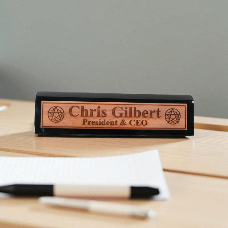 Desk Wedge Name Plate - PERSONALIZED - Demon Trap - 11 Inches