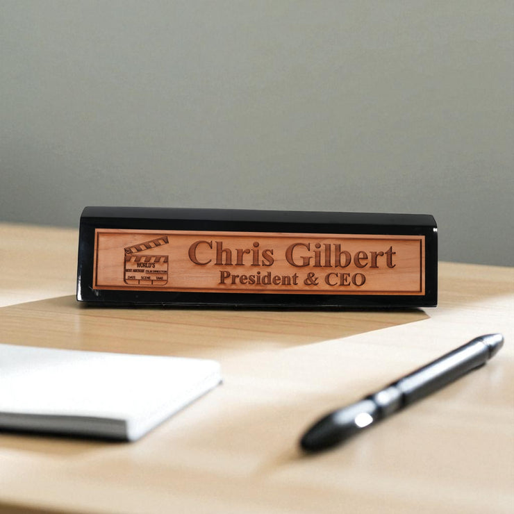 Desk Wedge Name Plate - PERSONALIZED - Worlds most awesome film director - 11 Inches