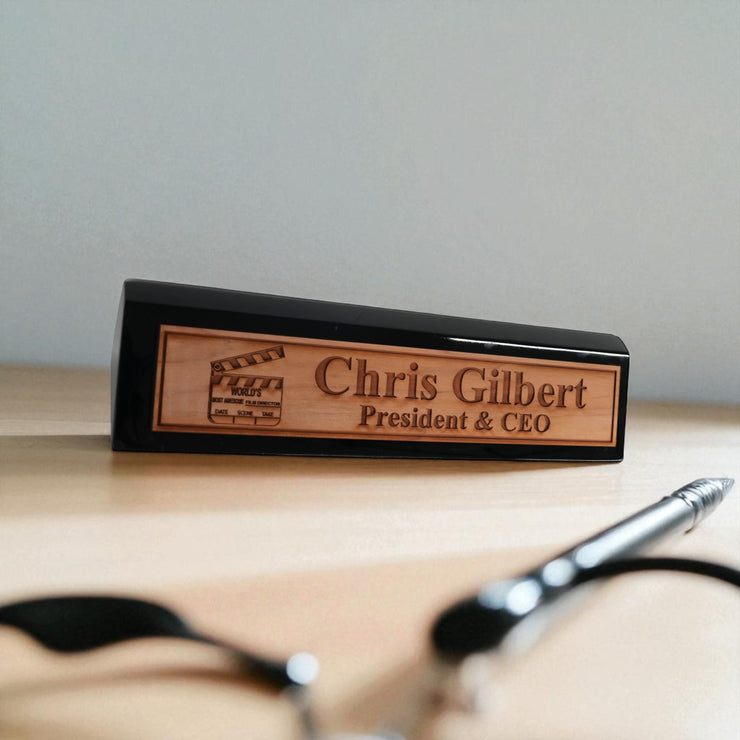 Desk Wedge Name Plate - PERSONALIZED - Worlds most awesome film director - 11 Inches