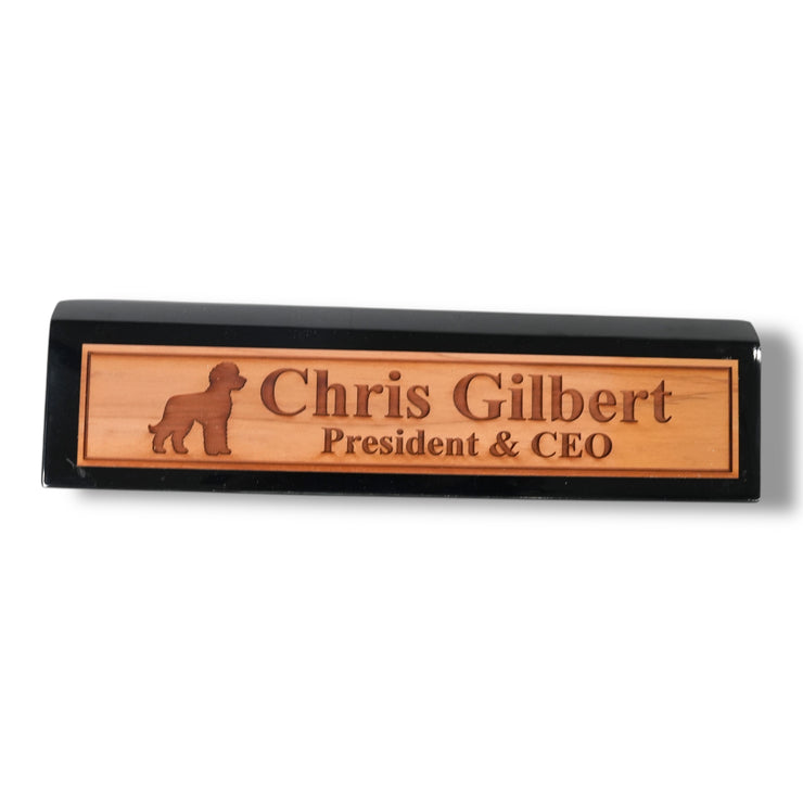 Desk Wedge Name Plate - PERSONALIZED - Golden Doodle - 11 Inches