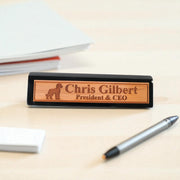 Desk Wedge Name Plate - PERSONALIZED - Golden Doodle - 11 Inches