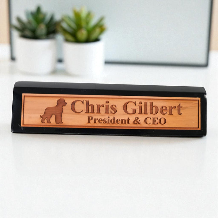 Desk Wedge Name Plate - PERSONALIZED - Golden Doodle - 11 Inches