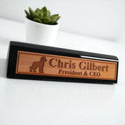 Desk Wedge Name Plate - PERSONALIZED - Golden Doodle - 11 Inches