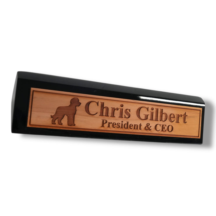 Desk Wedge Name Plate - PERSONALIZED - Golden Doodle - 11 Inches