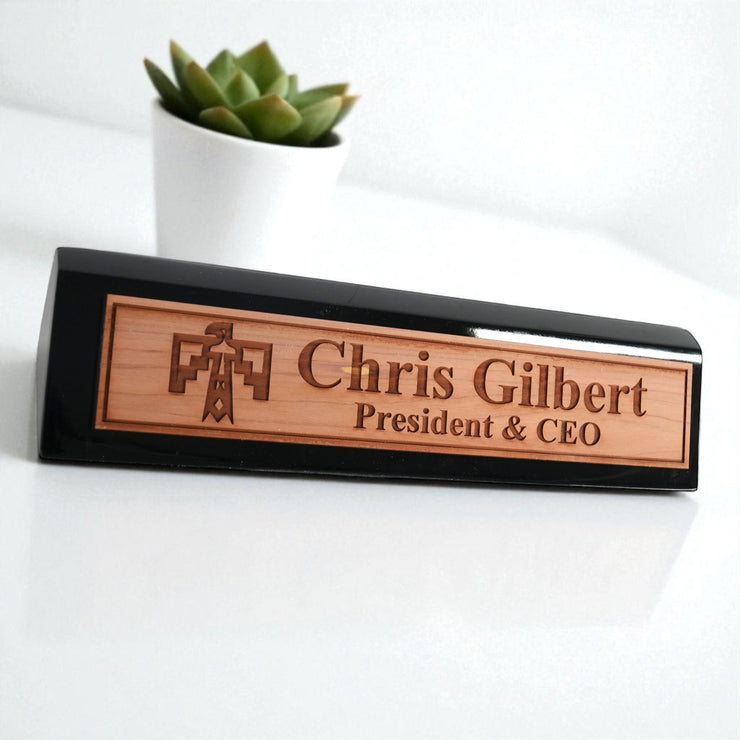 Desk Wedge Name Plate - PERSONALIZED - Thunderbird Native American - 11 Inches