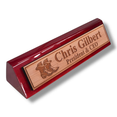 Desk Wedge Name Plate - PERSONALIZED - Cowboy Boots - 11 Inches