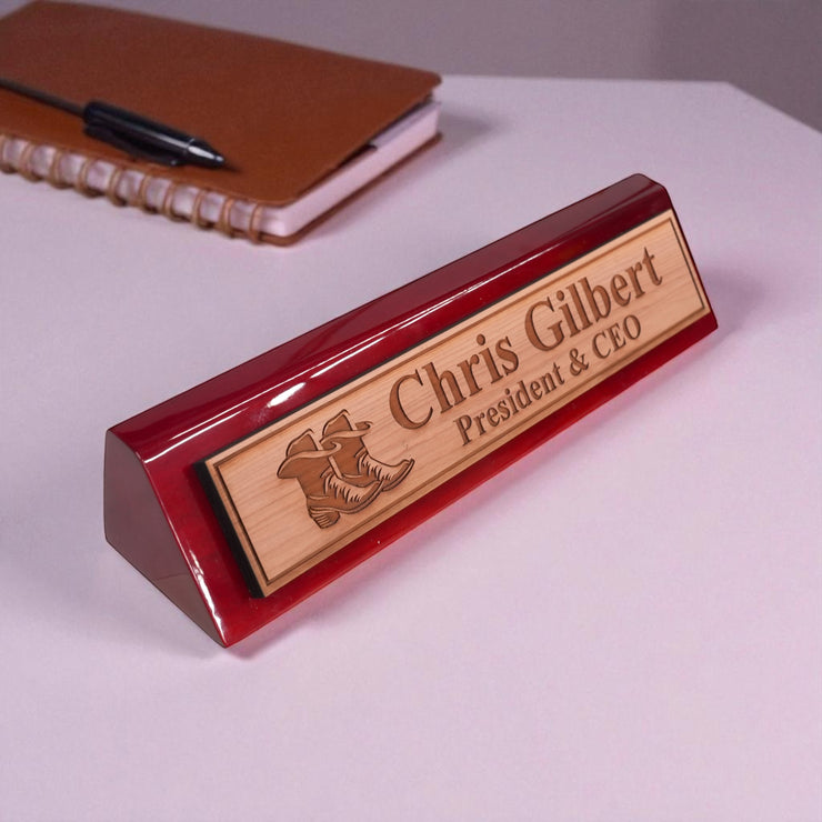 Desk Wedge Name Plate - PERSONALIZED - Cowboy Boots - 11 Inches