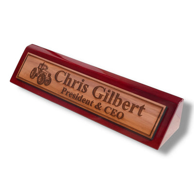 Desk Wedge Name Plate - PERSONALIZED - Tractor - 11 Inches