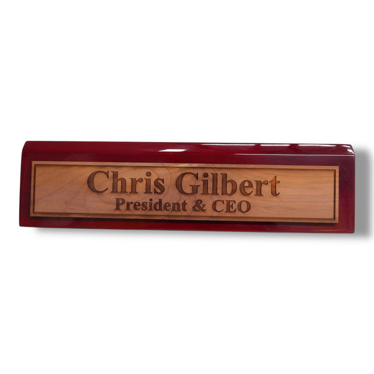 Desk Wedge Name Plate - Personalized Titles and Styles - 11 Inches