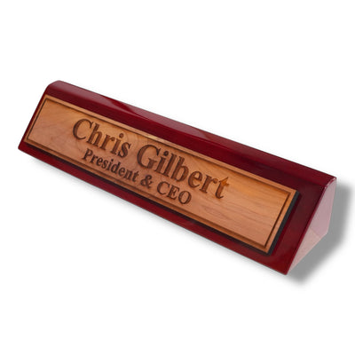 Desk Wedge Name Plate - Personalized Titles and Styles - 11 Inches