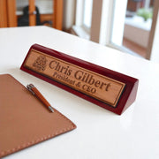 Desk Wedge Name Plate - PERSONALIZED - With God all things are possible - 11 Inches