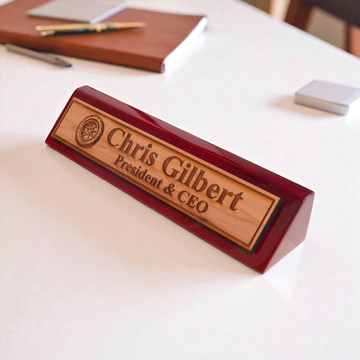 Desk Wedge Name Plate - PERSONALIZED - Wheel Tire - 11 Inches
