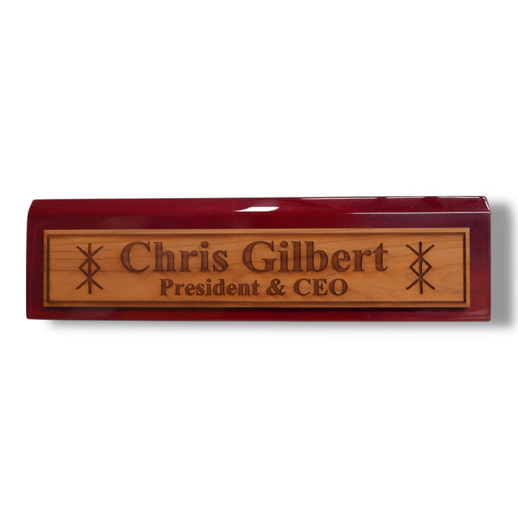 Desk Wedge Name Plate - PERSONALIZED - Viking Protection Rune - 11 Inches