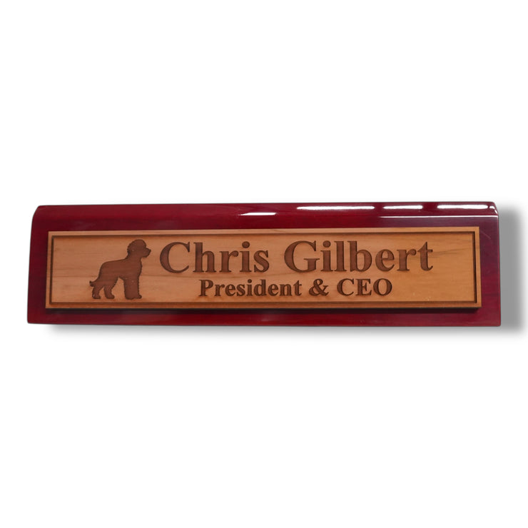 Desk Wedge Name Plate - PERSONALIZED - Golden Doodle - 11 Inches