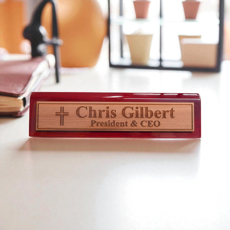 Desk Wedge Name Plate - PERSONALIZED - Cat - 11 Inches