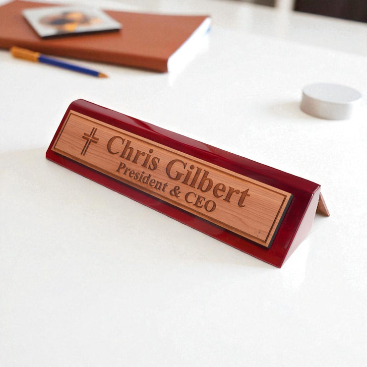 Desk Wedge Name Plate - PERSONALIZED - Cat - 11 Inches