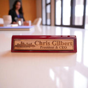 Desk Wedge Name Plate - PERSONALIZED - Charlotte NC Skyline - 11 Inches