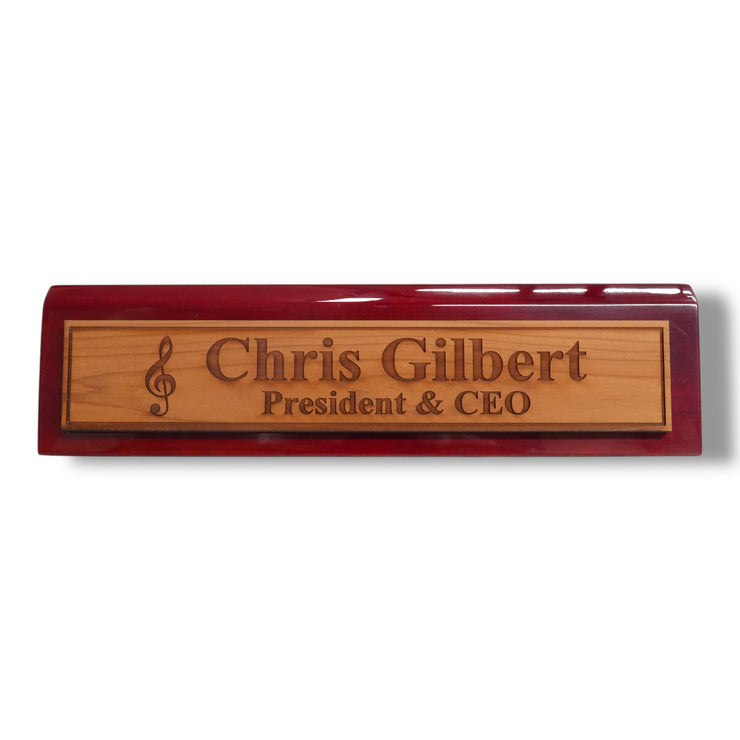 Desk Wedge Name Plate - PERSONALIZED - Treble Clef Music Note - 11 Inches