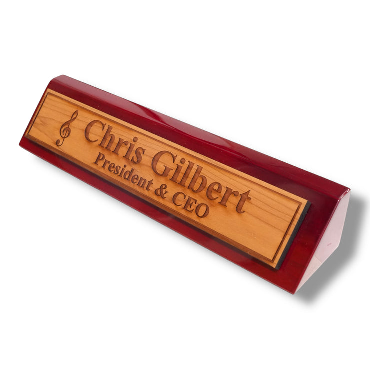 Desk Wedge Name Plate - PERSONALIZED - Treble Clef Music Note - 11 Inches