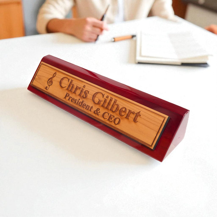 Desk Wedge Name Plate - PERSONALIZED - Treble Clef Music Note - 11 Inches