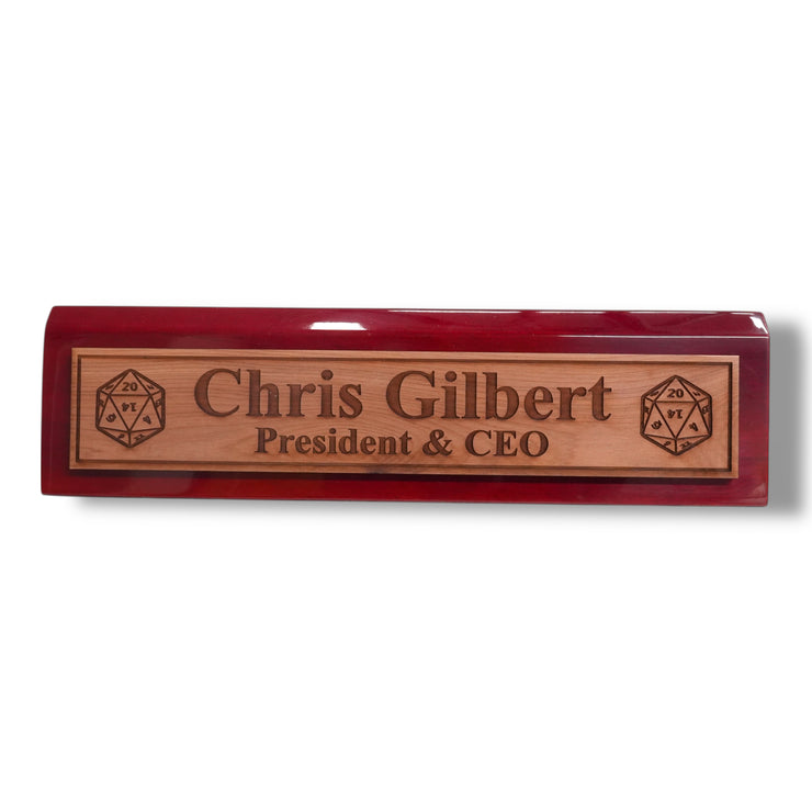 Desk Wedge Name Plate - PERSONALIZED - D20 - 11 Inches