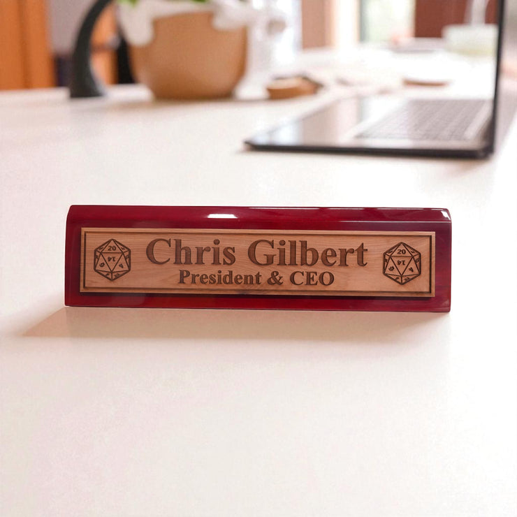 Desk Wedge Name Plate - PERSONALIZED - D20 - 11 Inches