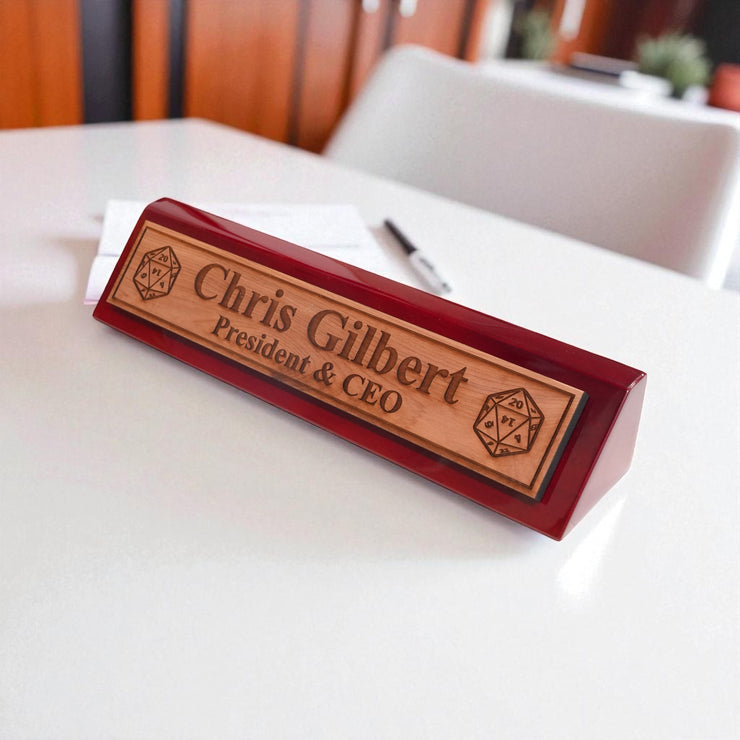 Desk Wedge Name Plate - PERSONALIZED - D20 - 11 Inches