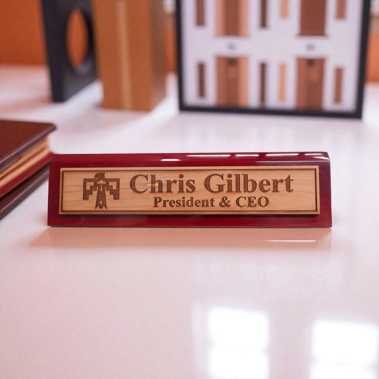 Desk Wedge Name Plate - PERSONALIZED - Thunderbird Native American - 11 Inches