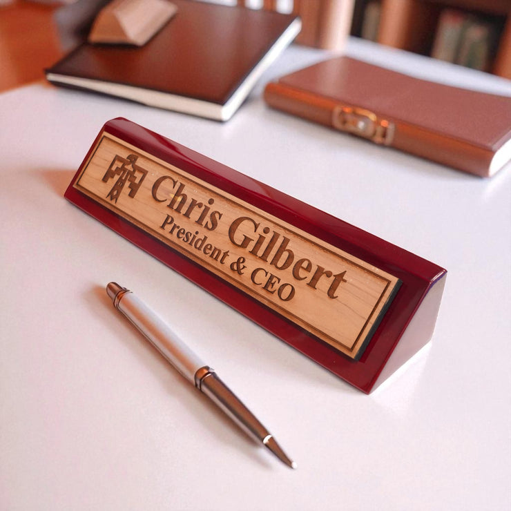 Desk Wedge Name Plate - PERSONALIZED - Thunderbird Native American - 11 Inches