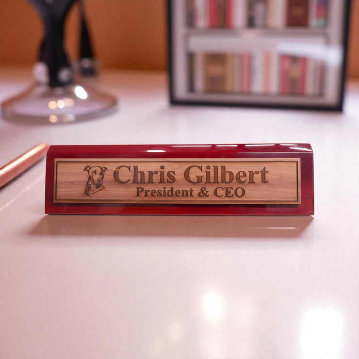 Desk Wedge Name Plate - PERSONALIZED - Pit Bull - 11 Inches