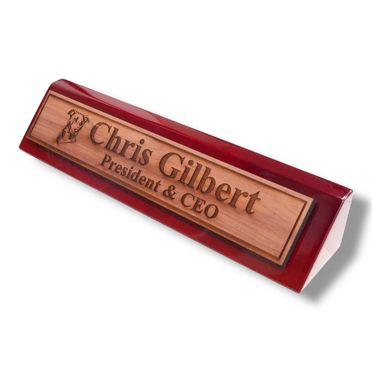Desk Wedge Name Plate - PERSONALIZED - Pit Bull - 11 Inches