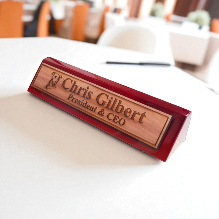 Desk Wedge Name Plate - PERSONALIZED - Pit Bull - 11 Inches