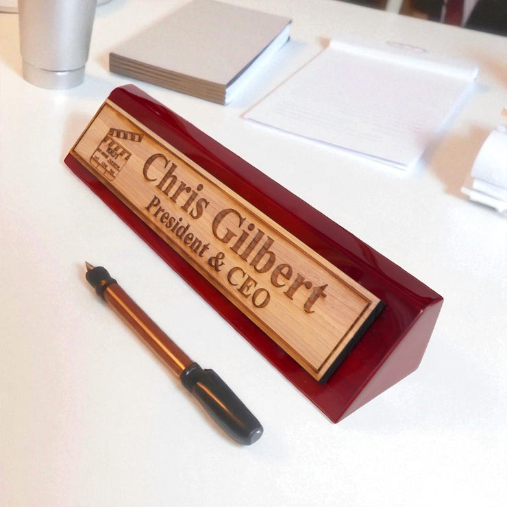 Desk Wedge Name Plate - PERSONALIZED - Worlds most awesome film editor - 11 Inches