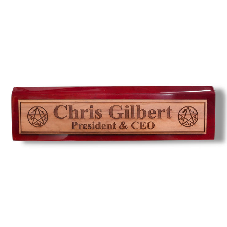 Desk Wedge Name Plate - PERSONALIZED - Demon Trap - 11 Inches
