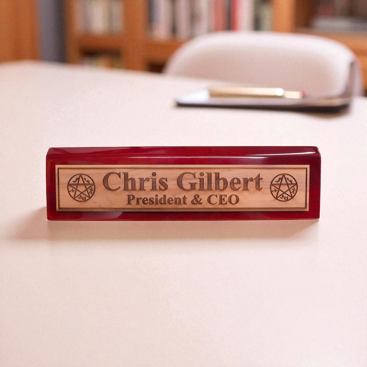 Desk Wedge Name Plate - PERSONALIZED - Demon Trap - 11 Inches