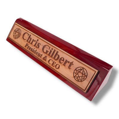 Desk Wedge Name Plate - PERSONALIZED - Demon Trap - 11 Inches