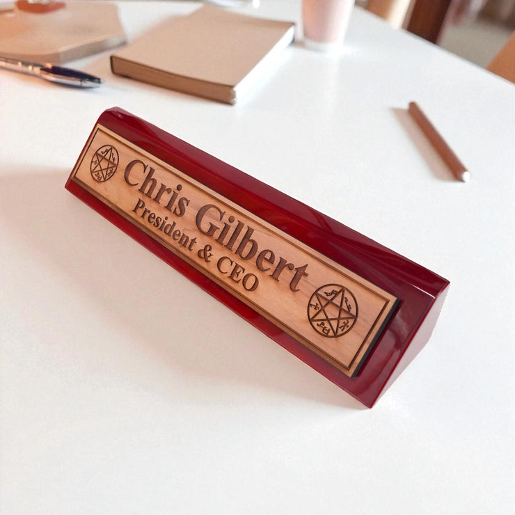 Desk Wedge Name Plate - PERSONALIZED - Demon Trap - 11 Inches