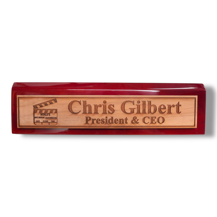Desk Wedge Name Plate - PERSONALIZED - Worlds most awesome film director - 11 Inches