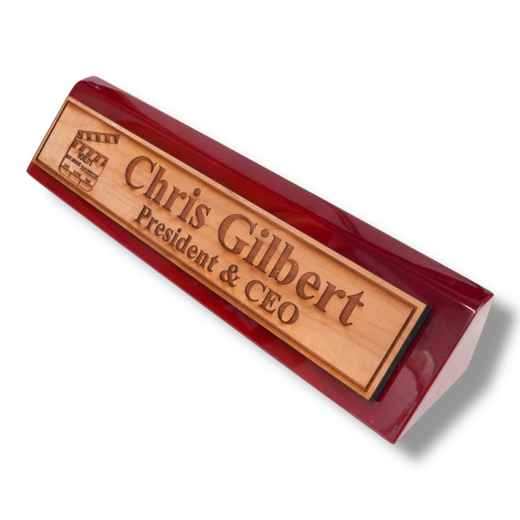 Desk Wedge Name Plate - PERSONALIZED - Worlds most awesome film director - 11 Inches