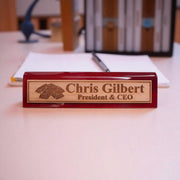 Desk Wedge Name Plate - PERSONALIZED - Gold Bars - 11 Inches