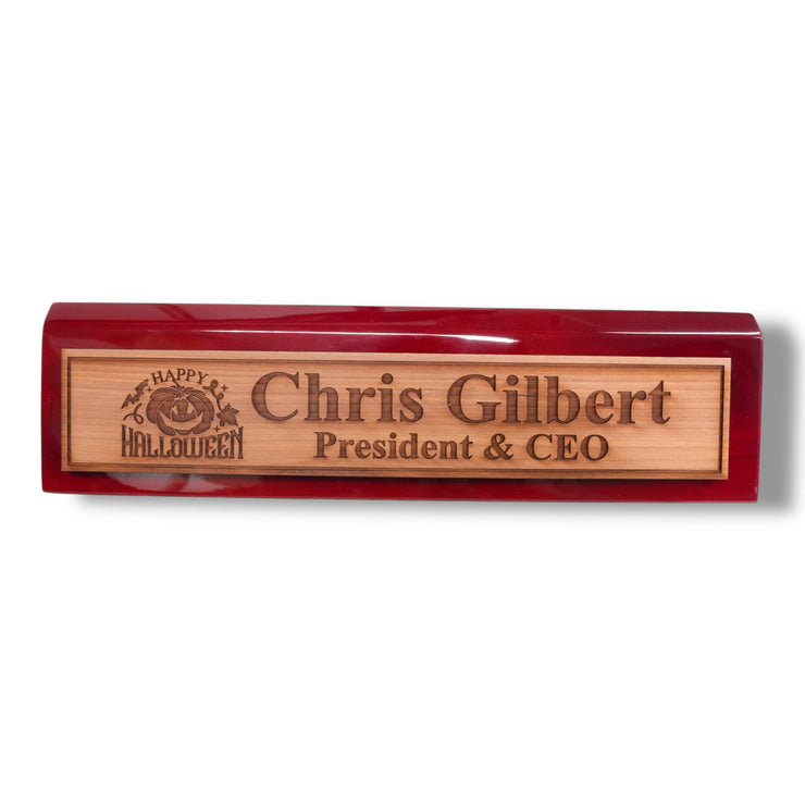 Desk Wedge Name Plate - PERSONALIZED - Happy Halloween - 11 Inches
