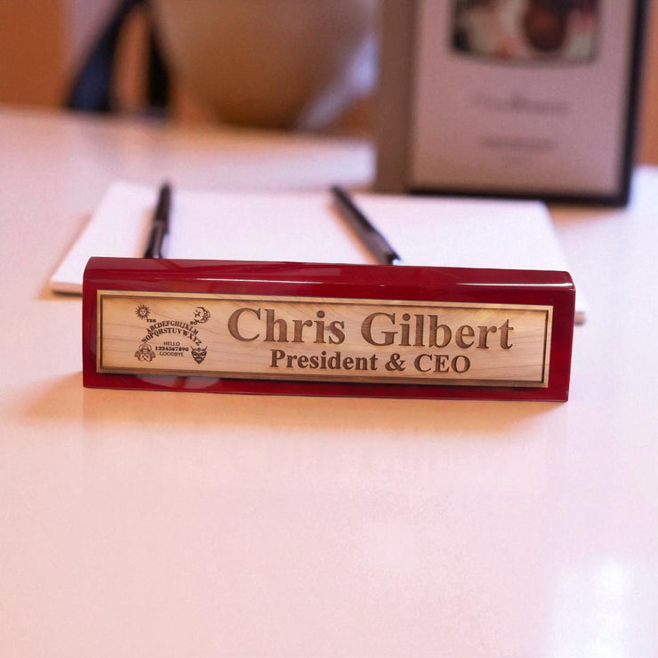 Desk Wedge Name Plate - PERSONALIZED - Spirit Board - 11 Inches