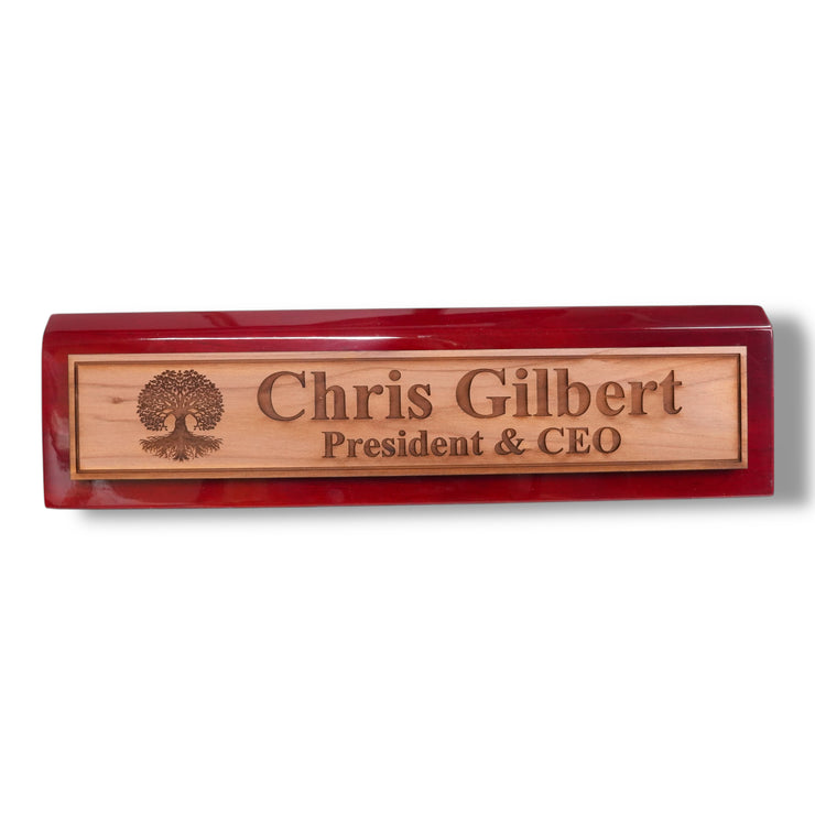Desk Wedge Name Plate - PERSONALIZED - Celtic Tree of life - 11 Inches