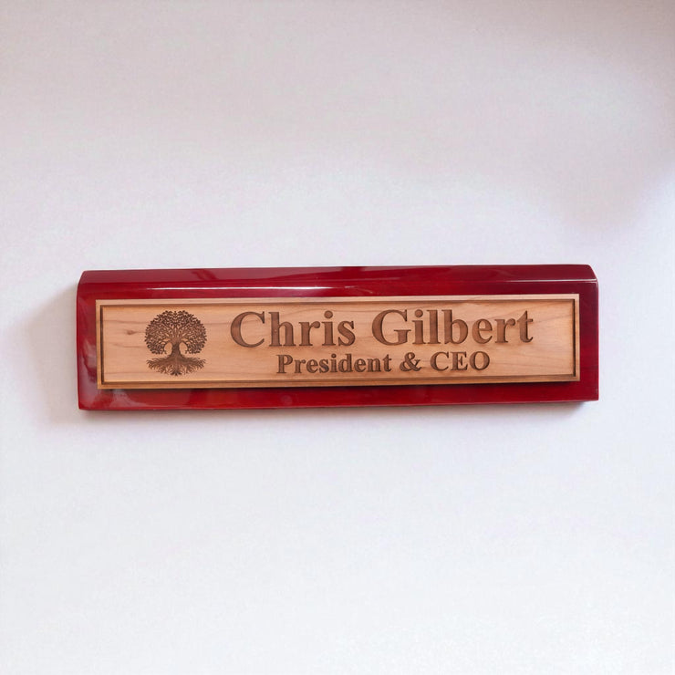 Desk Wedge Name Plate - PERSONALIZED - Celtic Tree of life - 11 Inches