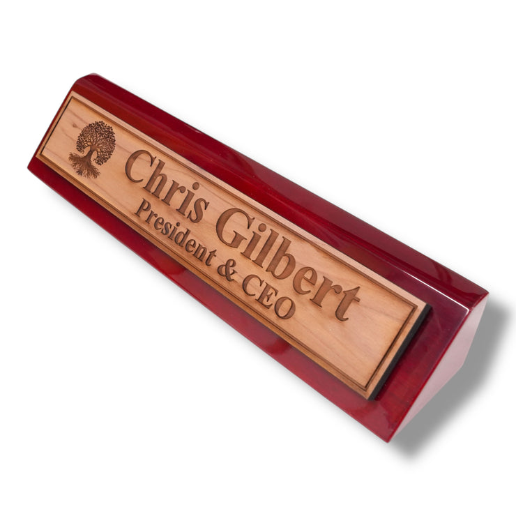 Desk Wedge Name Plate - PERSONALIZED - Celtic Tree of life - 11 Inches