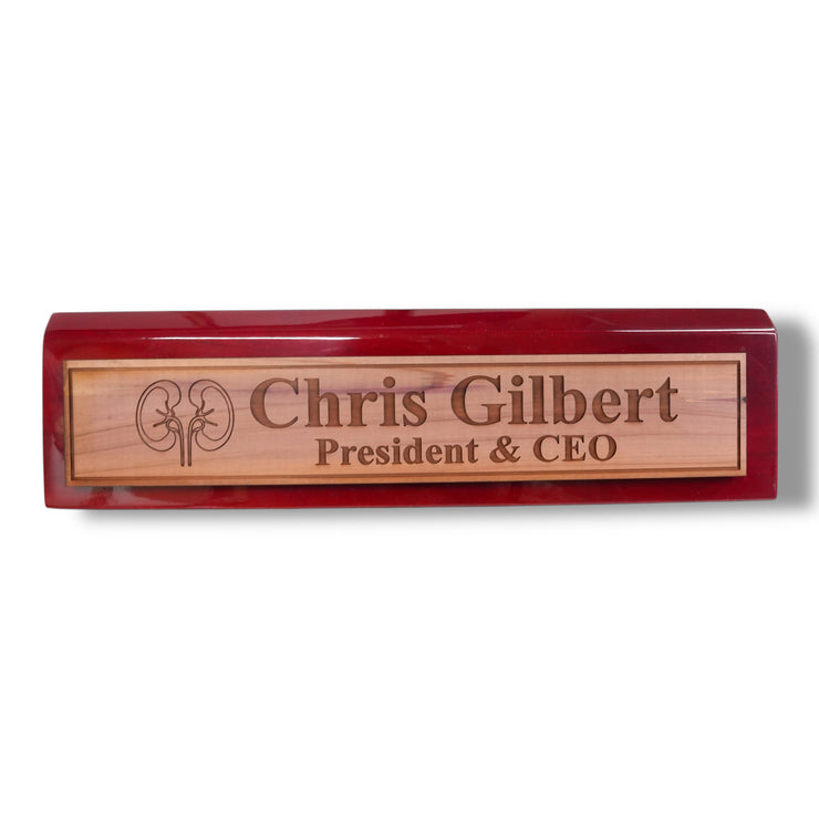 Desk Wedge Name Plate - PERSONALIZED - Kidney - 11 Inches
